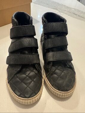 Burberry Black Quilted High-Top Sneakers with Cream Soles